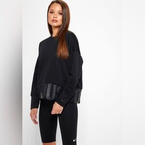 Nike Dri-FIT Just Do It Oversized Crop Crewneck Pullover Workout Sweatshirt